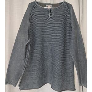 Carbon2Cobalt Mens Cotton Waterman Sweater blue, heavy, ribbed knit henley XXL